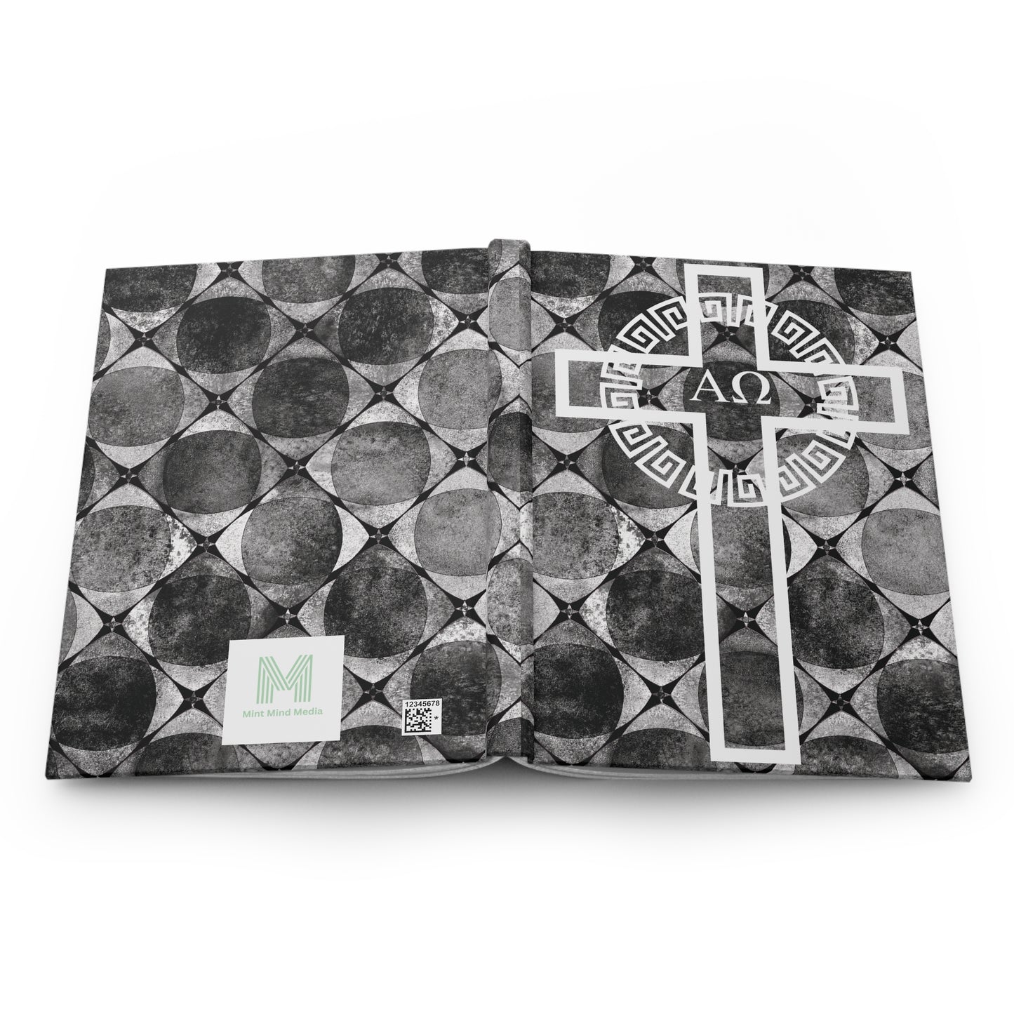 Christian Alpha and Omega Hardcover Journal Matte Black and White