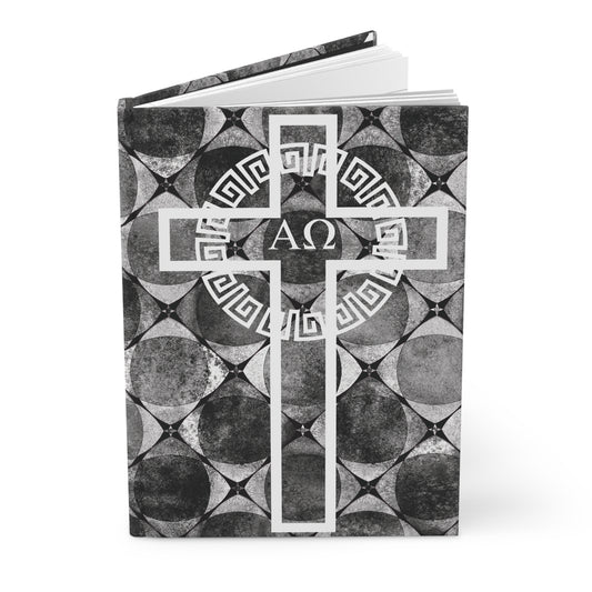 Christian Alpha and Omega Hardcover Journal Matte Black and White