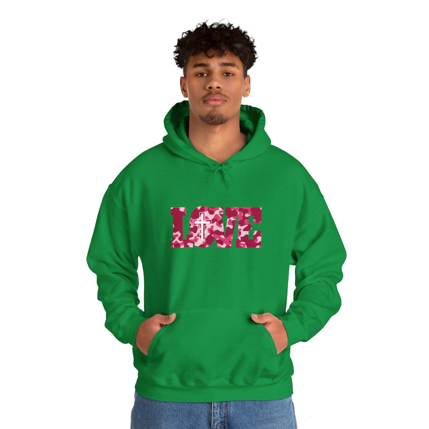 Love Christ Camouflage - Red Hooded Sweatshirt