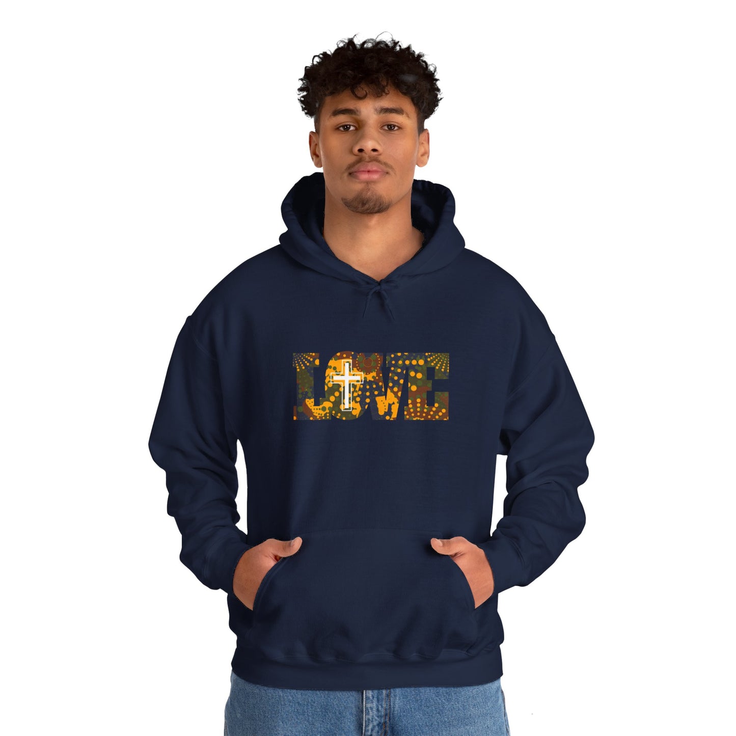 Love Christ Camouflage - Yellow Hooded Sweatshirt