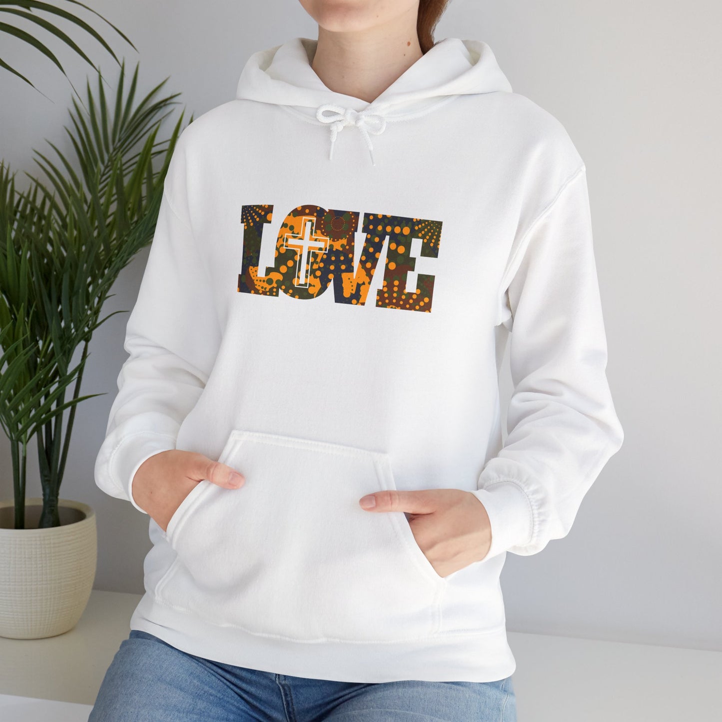 Love Christ Camouflage - Yellow Hooded Sweatshirt