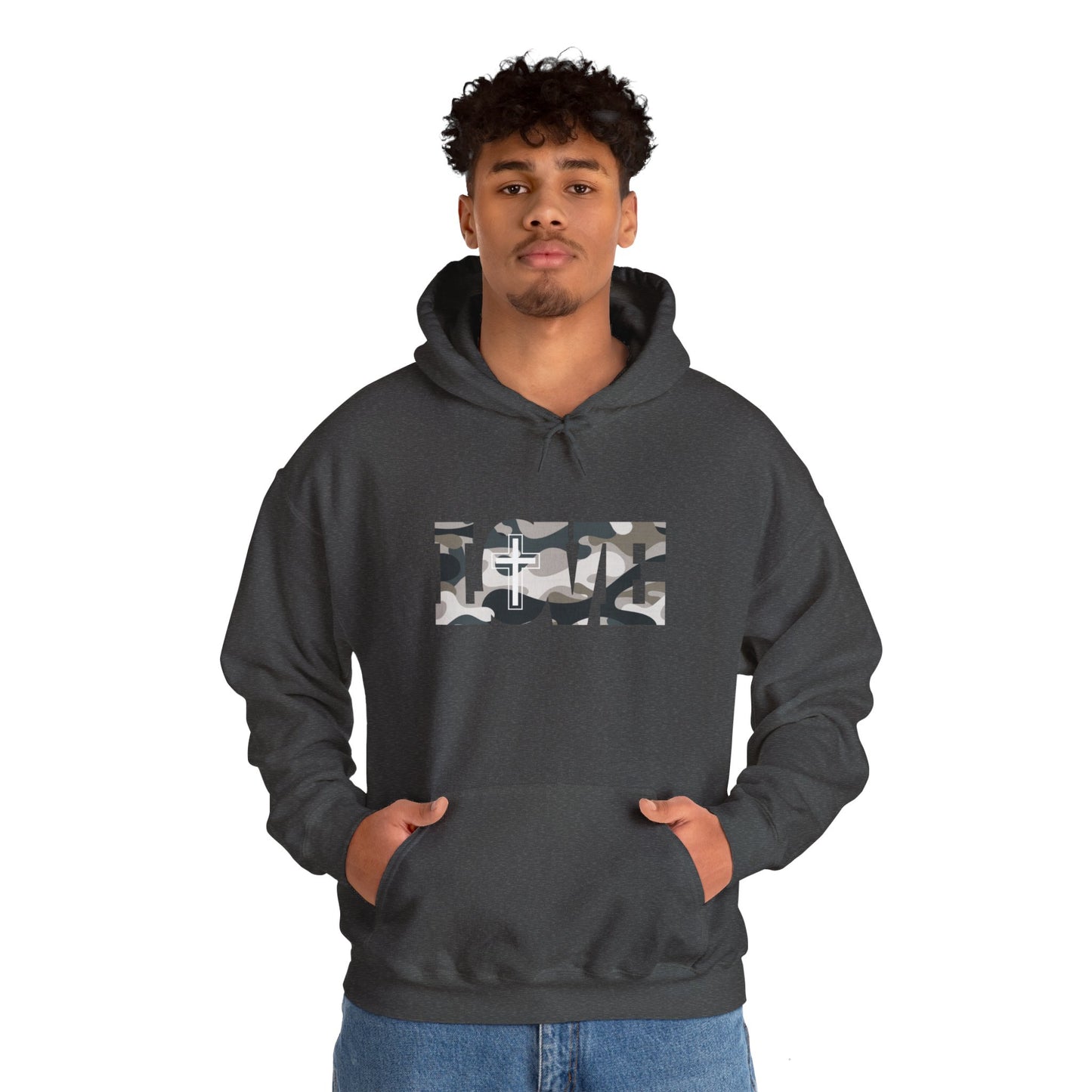 Love Christ Camouflage - Light Gray Hooded Sweatshirt