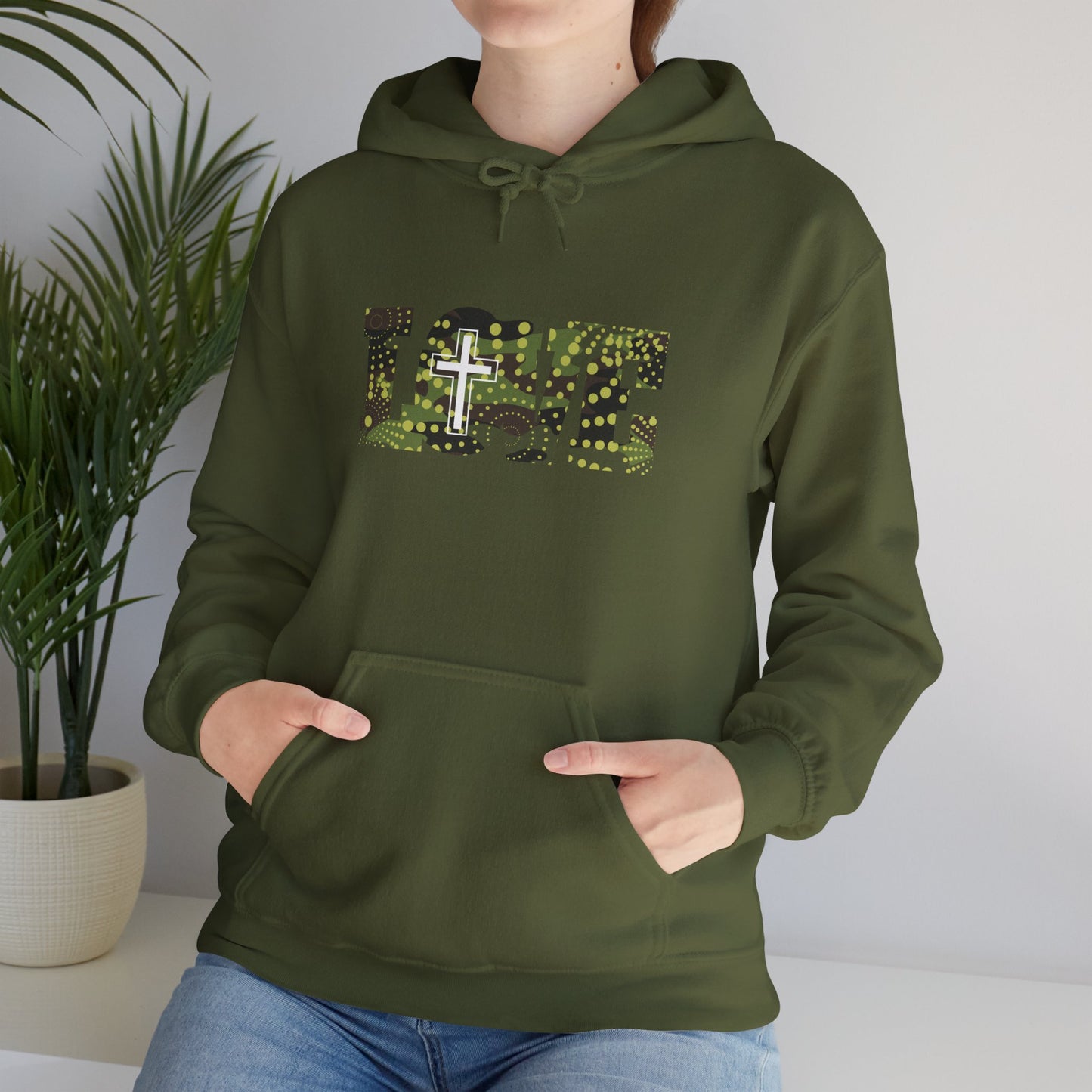 Love Christ Camouflage - Green Hooded Sweatshirt