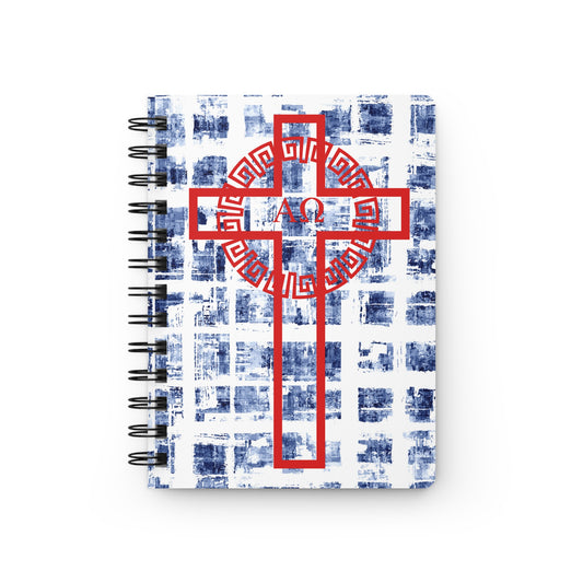 Christian Alpha and Omega Spiral Bound Journal Glossy Blue