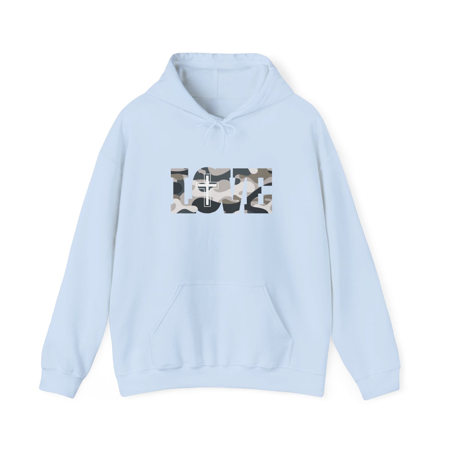 Love Christ Camouflage - Light Gray Hooded Sweatshirt