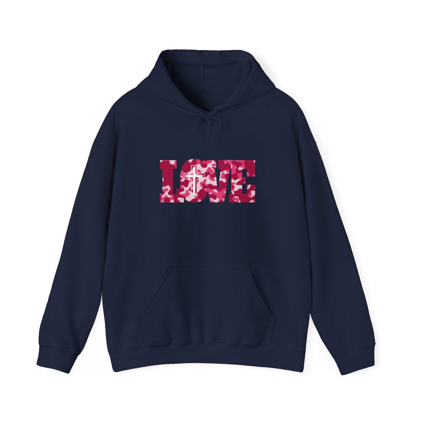 Love Christ Camouflage - Red Hooded Sweatshirt