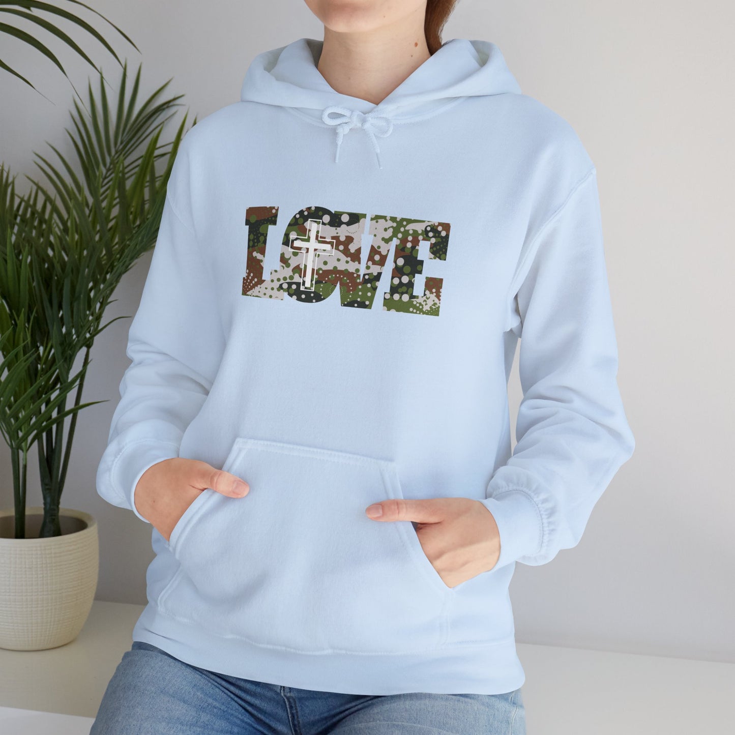 Love Christ Camouflage - Brown Hooded Sweatshirt