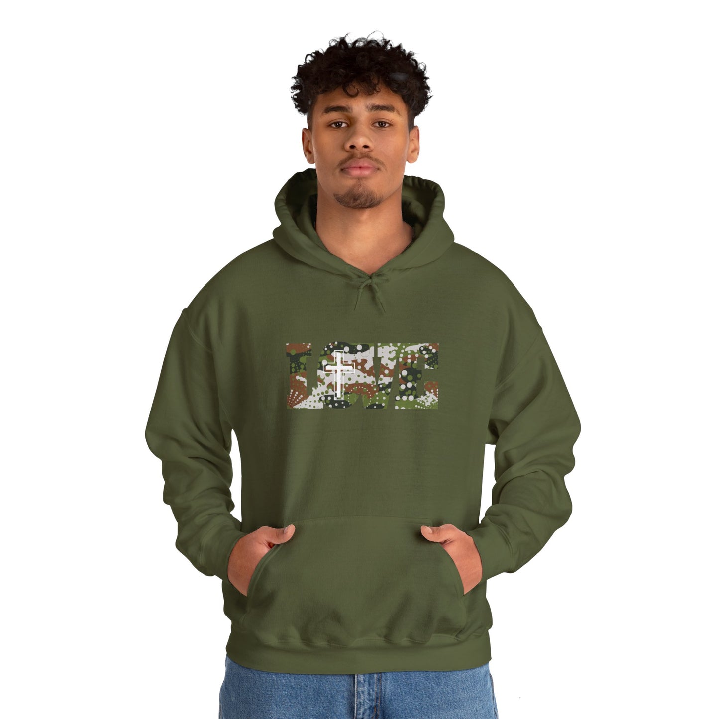 Love Christ Camouflage - Brown Hooded Sweatshirt