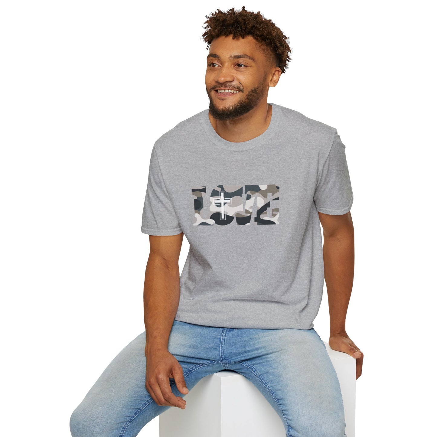 Love Christ Camouflage - Light Gray T Shirt