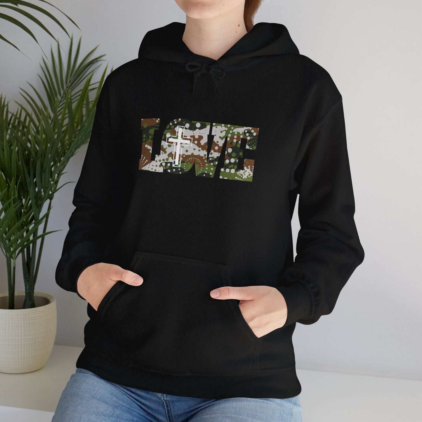 Love Christ Camouflage - Brown Hooded Sweatshirt