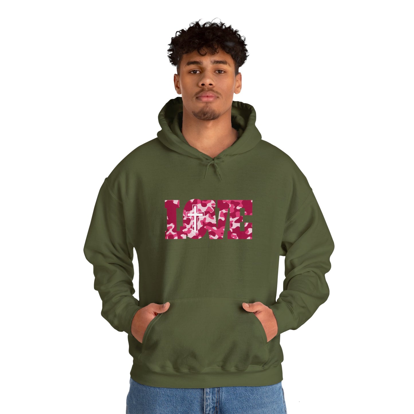 Love Christ Camouflage - Red Hooded Sweatshirt