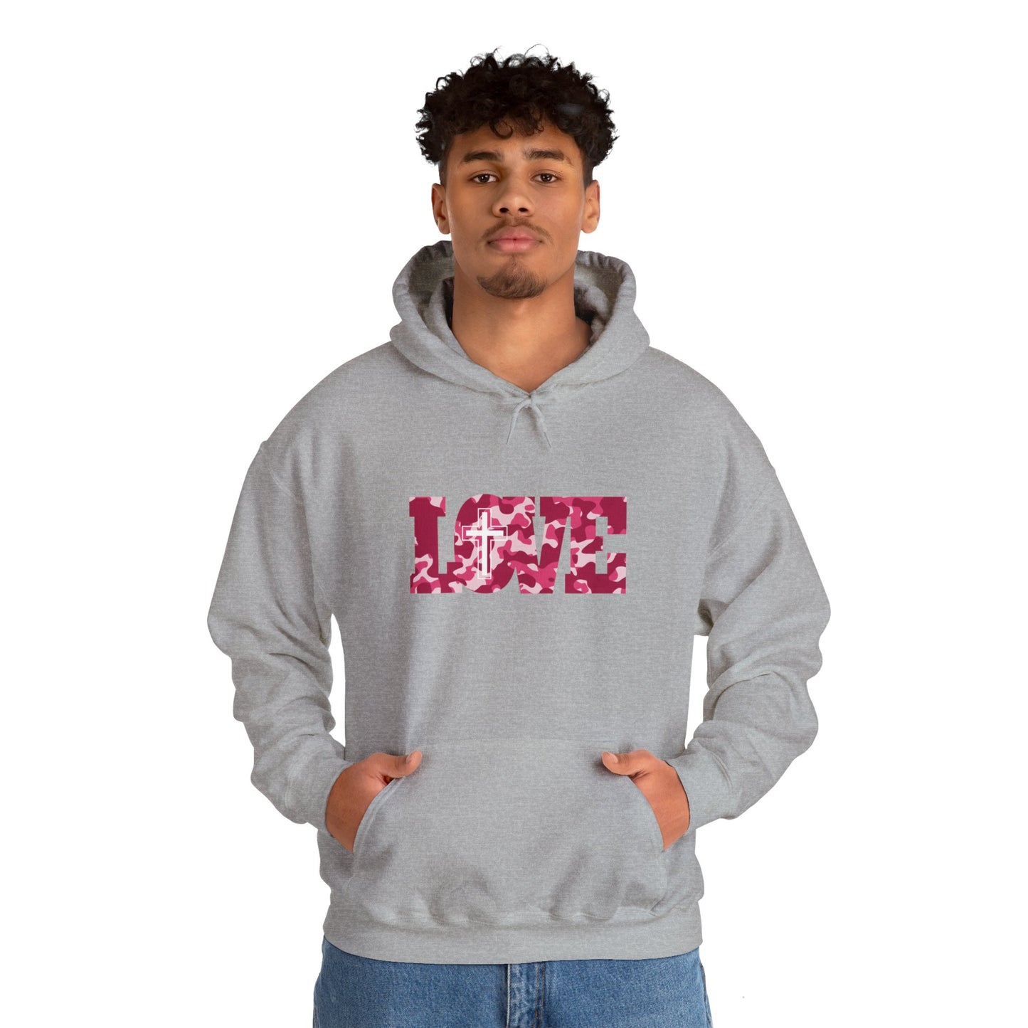 Love Christ Camouflage - Red Hooded Sweatshirt