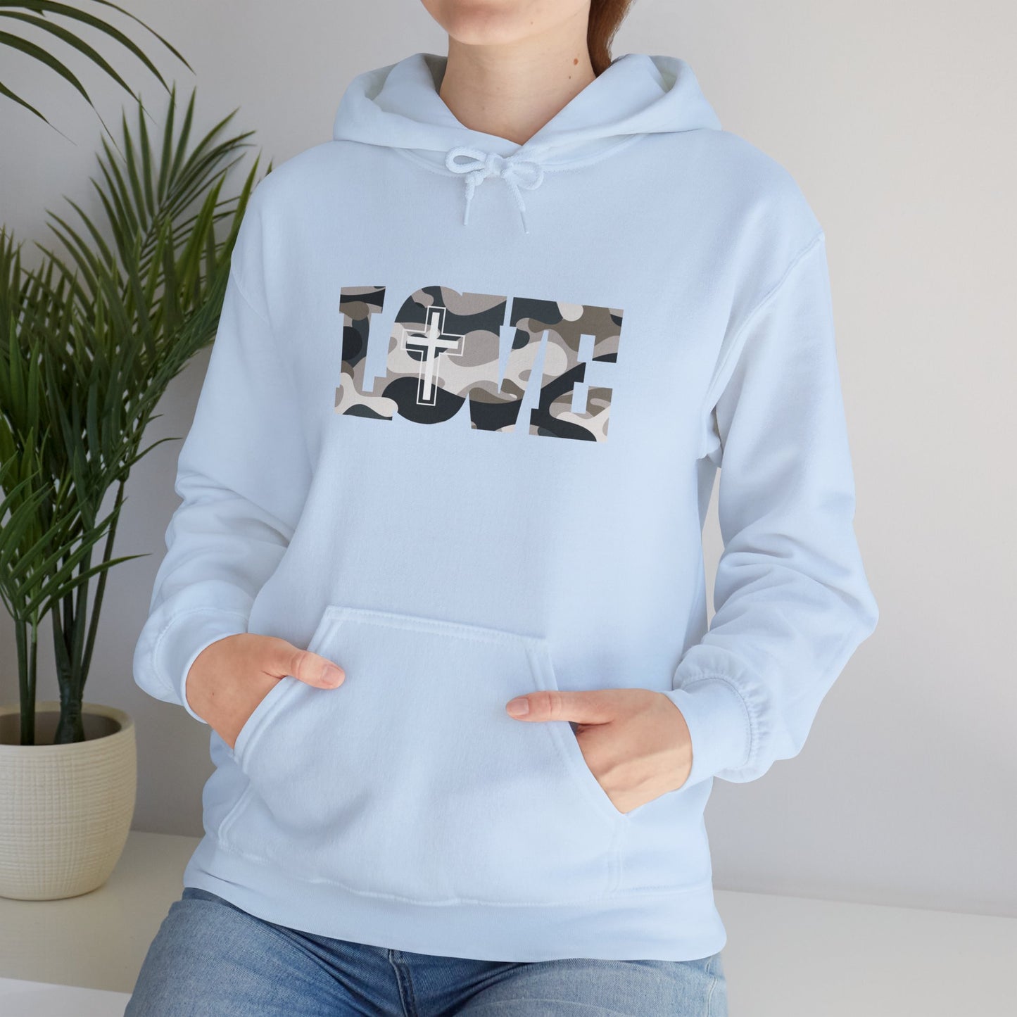 Love Christ Camouflage - Light Gray Hooded Sweatshirt