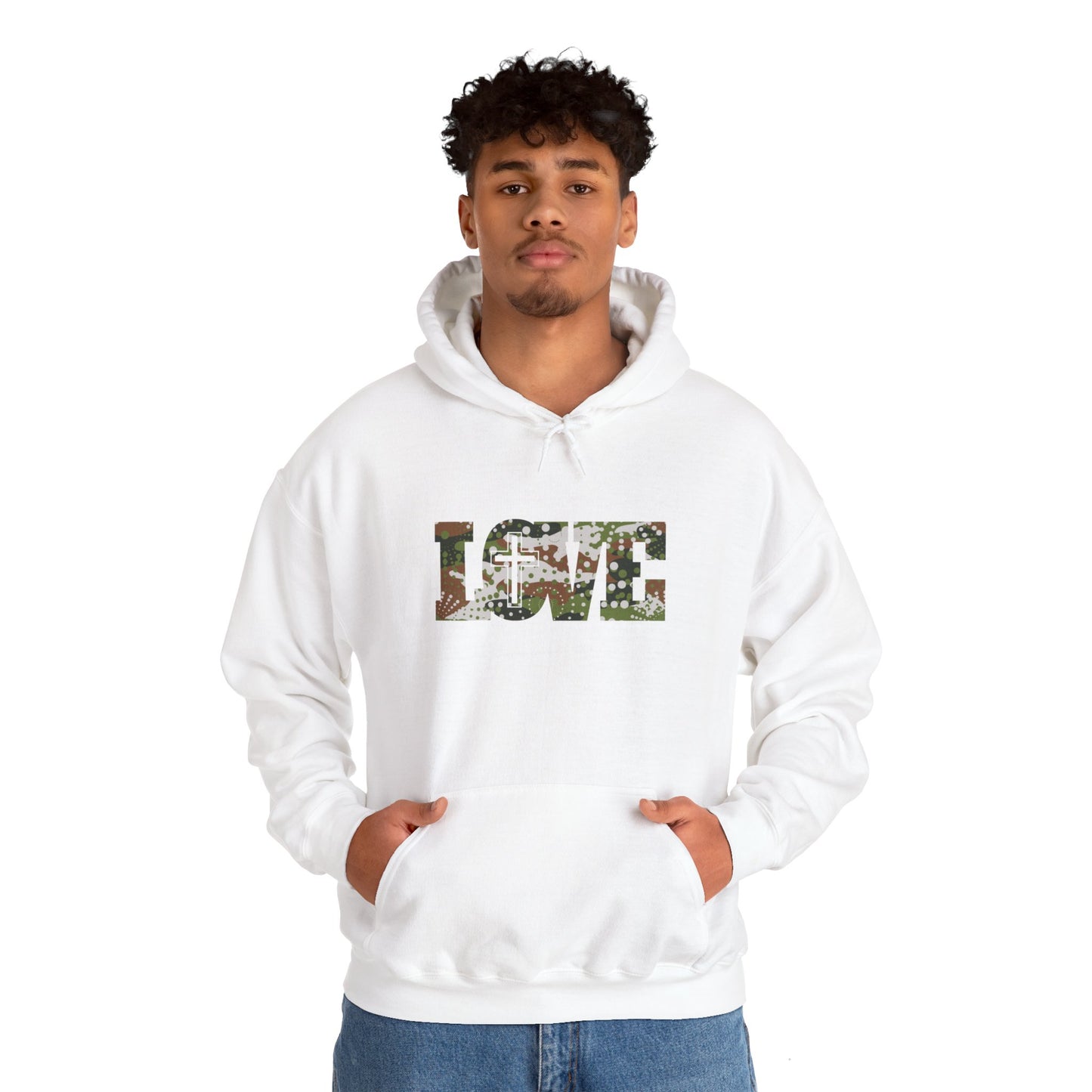 Love Christ Camouflage - Brown Hooded Sweatshirt