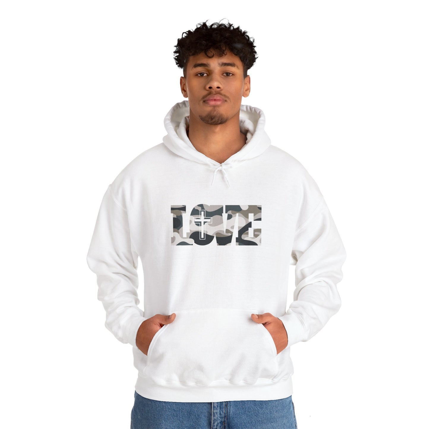 Love Christ Camouflage - Light Gray Hooded Sweatshirt