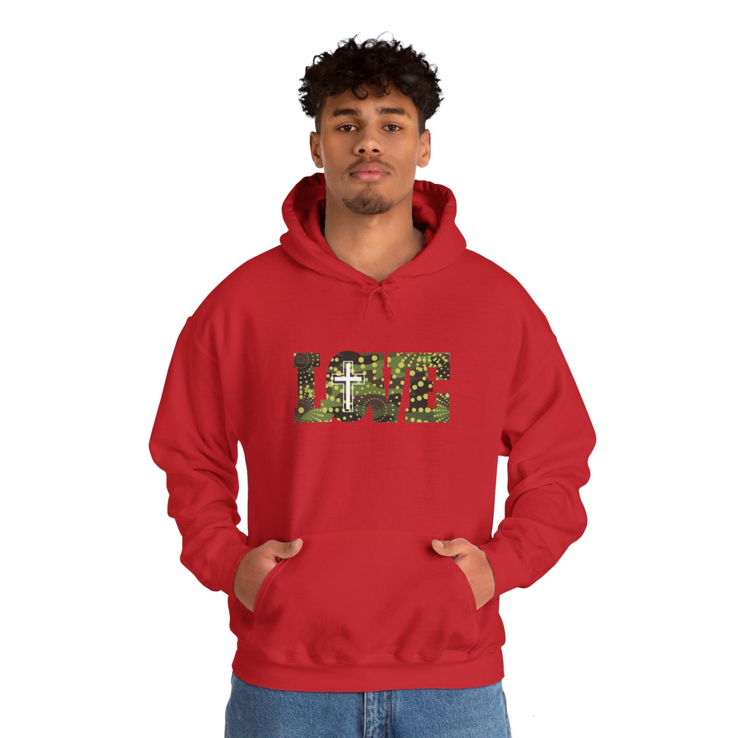 Love Christ Camouflage - Green Hooded Sweatshirt