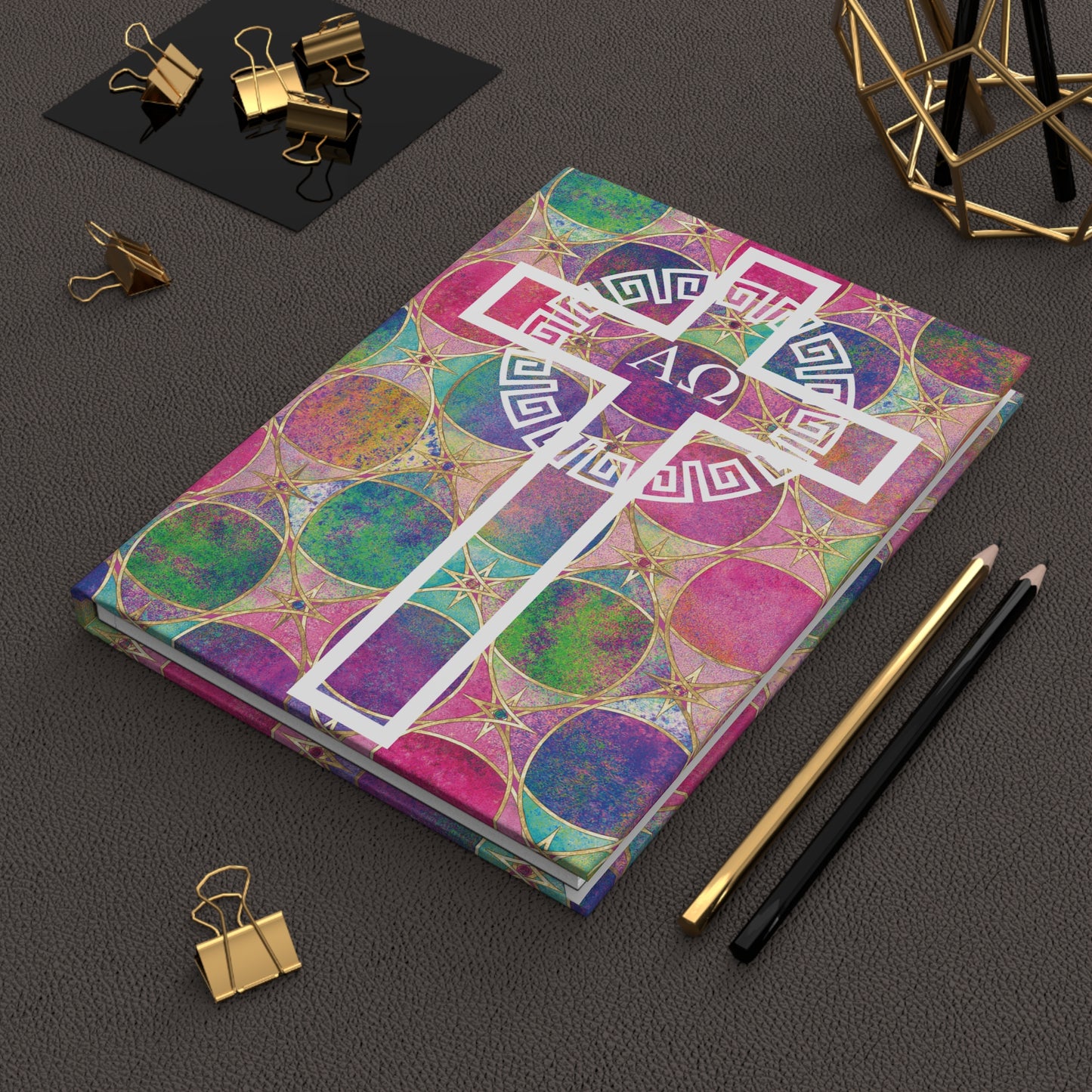 Christian Alpha and Omega Hardcover Journal Matte Multicolor