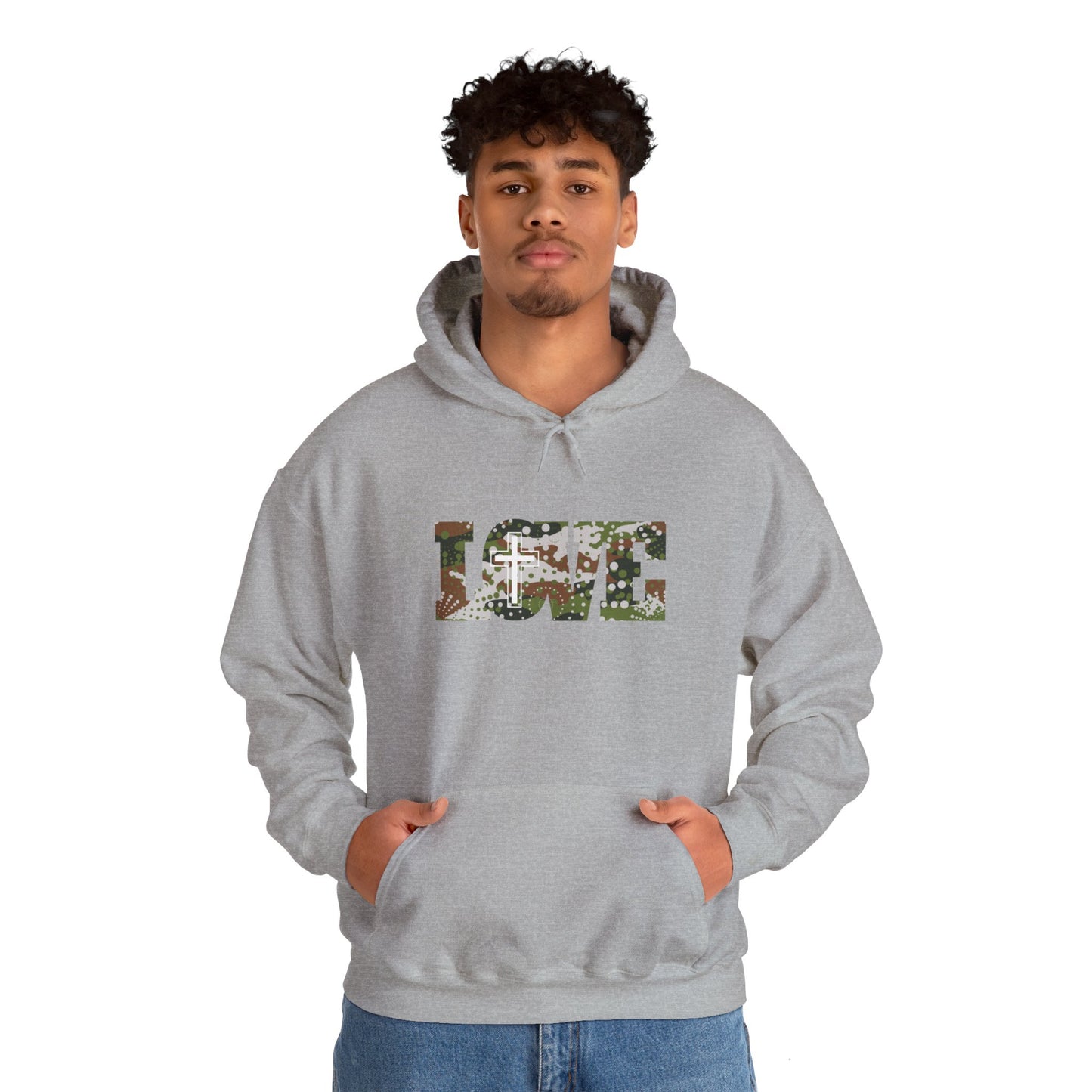 Love Christ Camouflage - Brown Hooded Sweatshirt