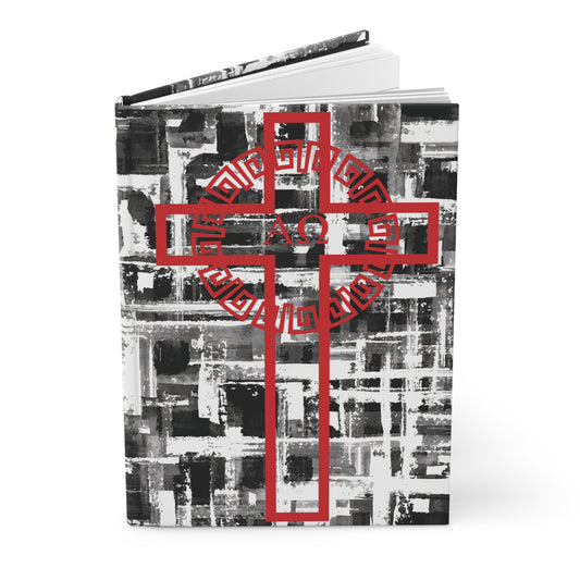 Christian Alpha and Omega Hardcover Journal Matte Red, Black and White