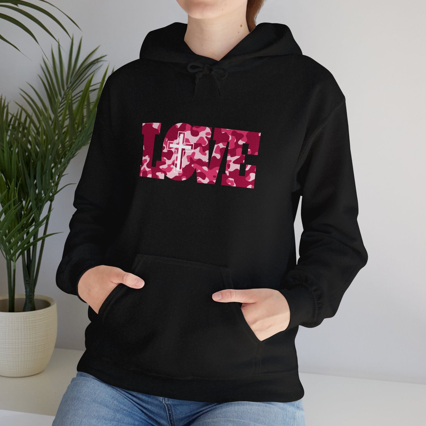 Love Christ Camouflage - Red Hooded Sweatshirt