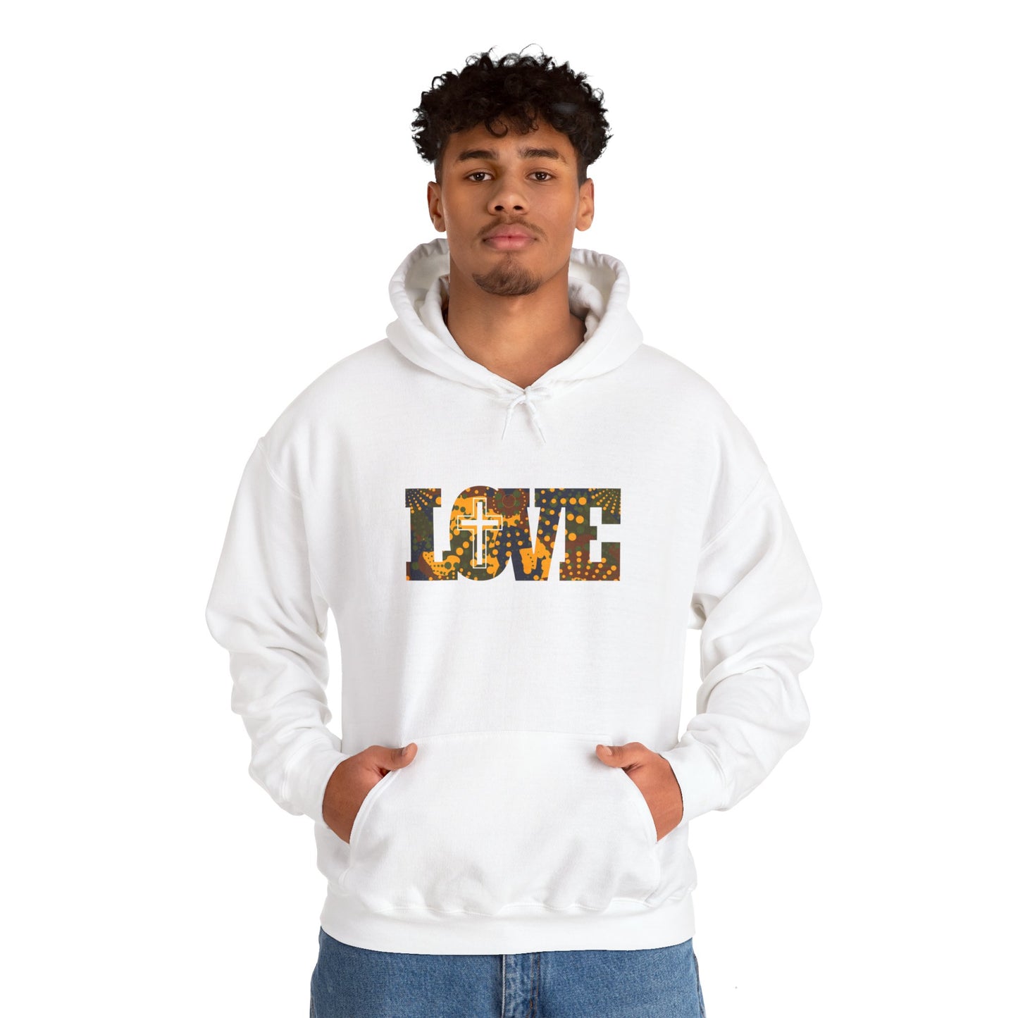 Love Christ Camouflage - Yellow Hooded Sweatshirt