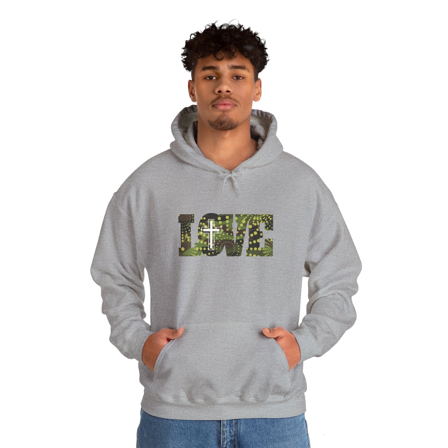 Love Christ Camouflage - Green Hooded Sweatshirt