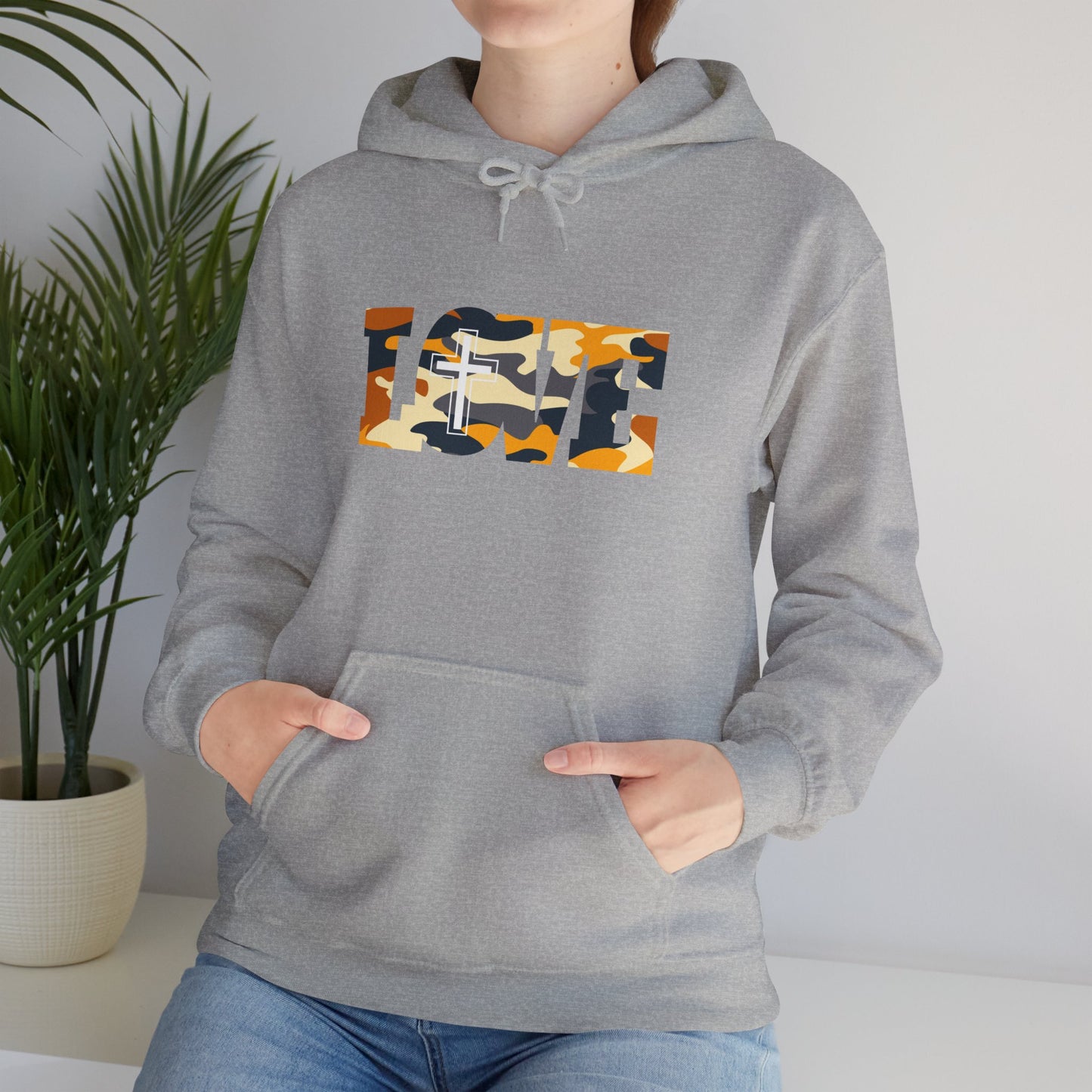 Love Christ Camouflage - Gray Hooded Sweatshirt