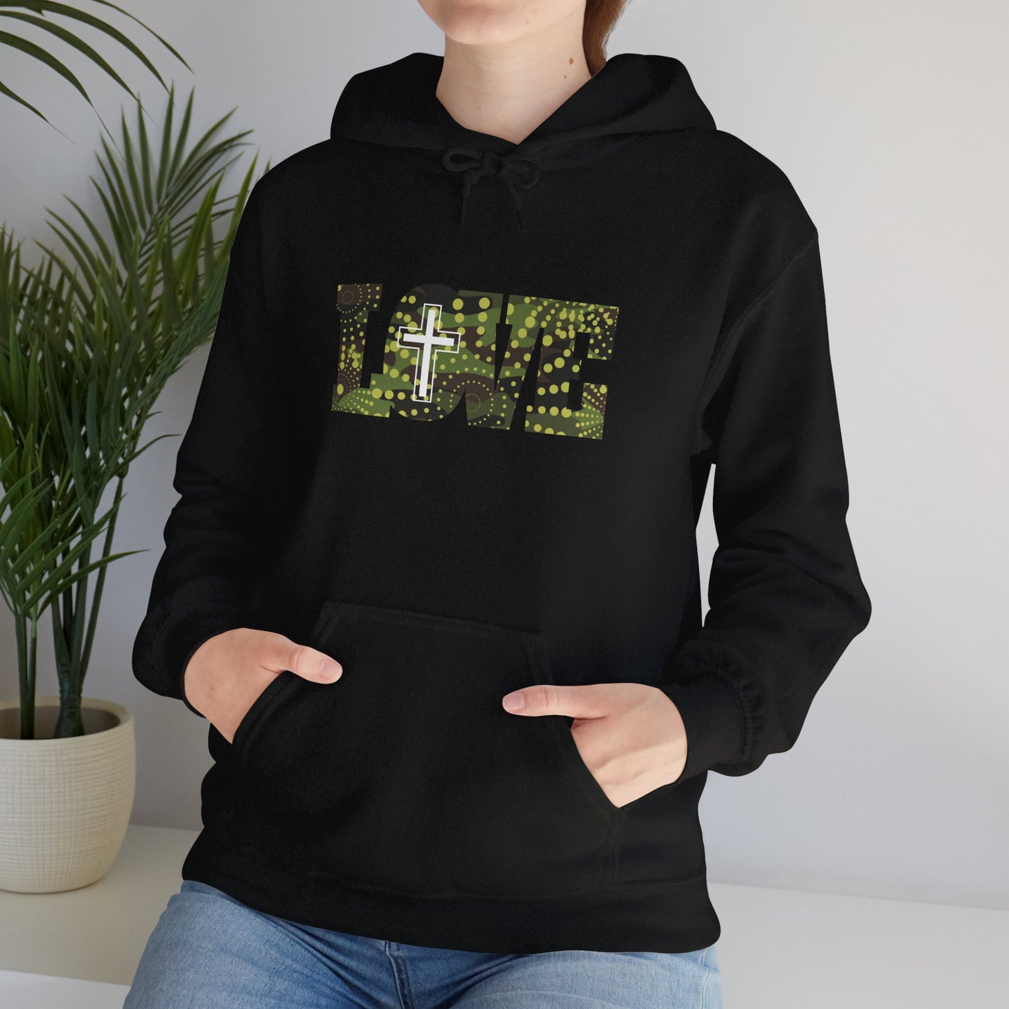 Love Christ Camouflage - Green Hooded Sweatshirt