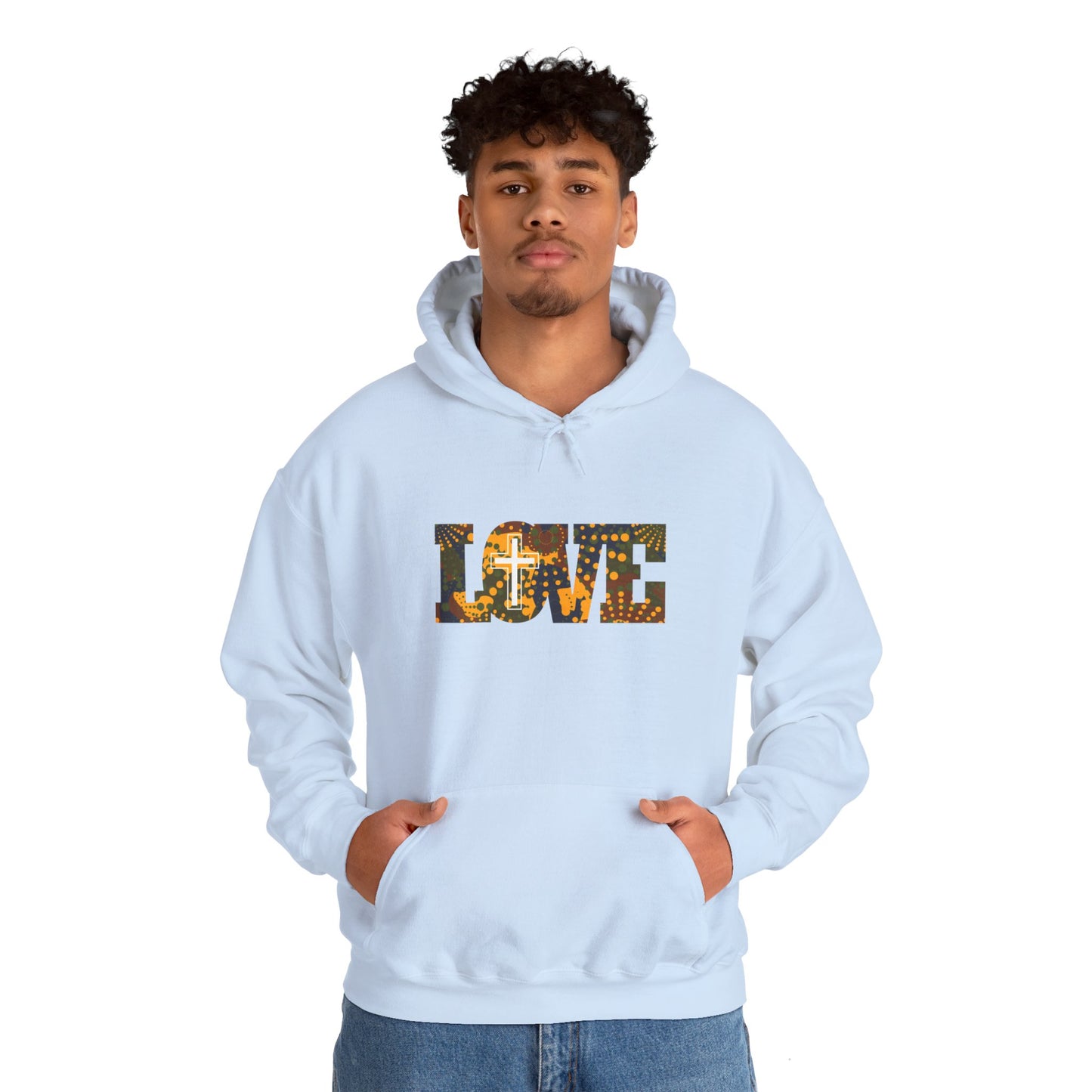 Love Christ Camouflage - Yellow Hooded Sweatshirt