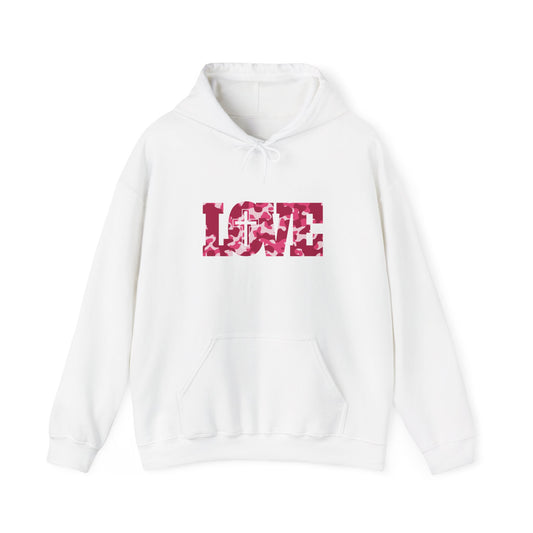 Love Christ Camouflage - Red Hooded Sweatshirt