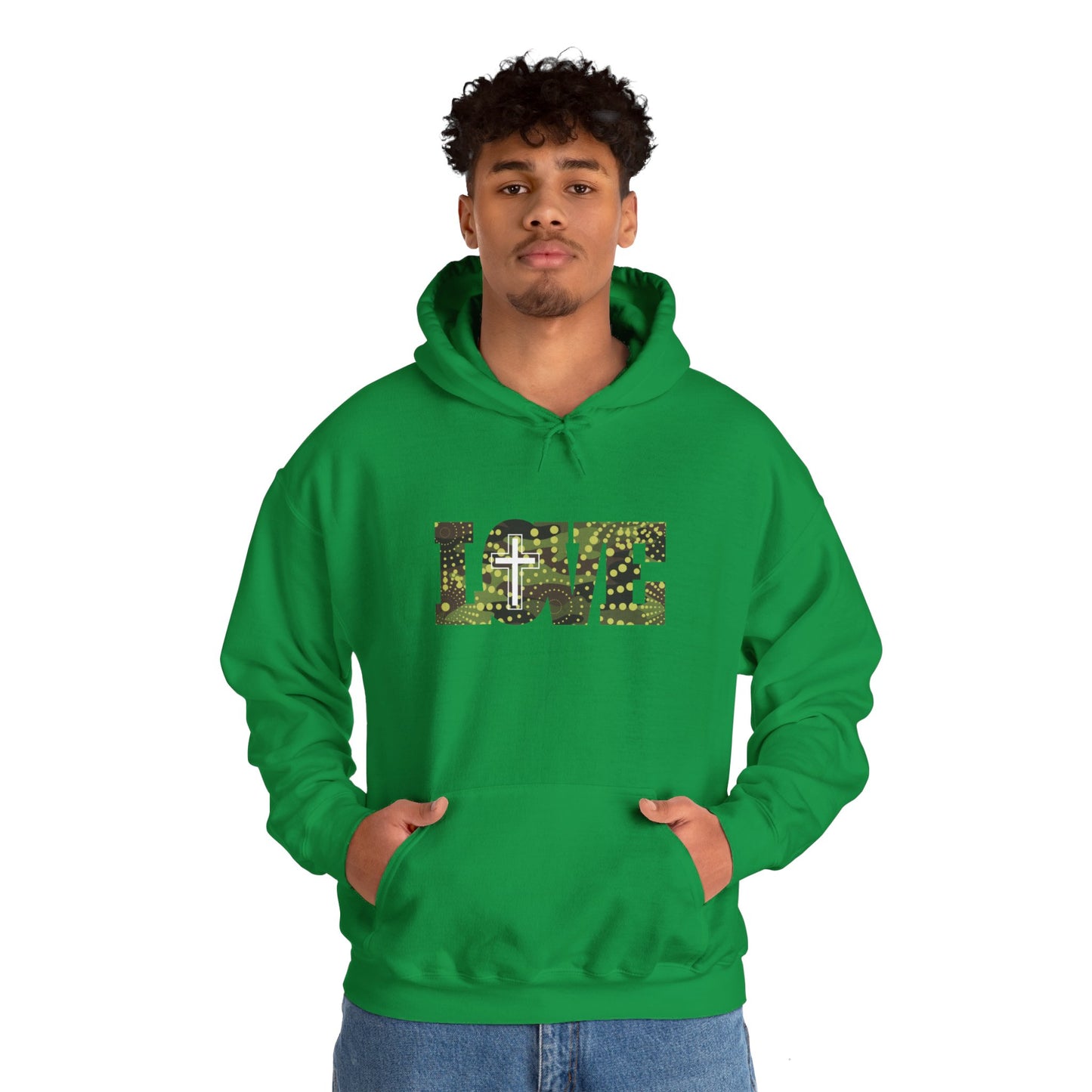 Love Christ Camouflage - Green Hooded Sweatshirt