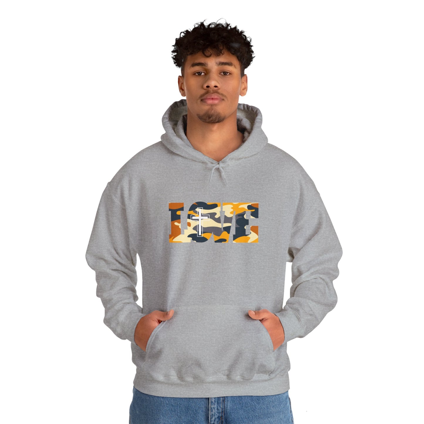 Love Christ Camouflage - Gray Hooded Sweatshirt