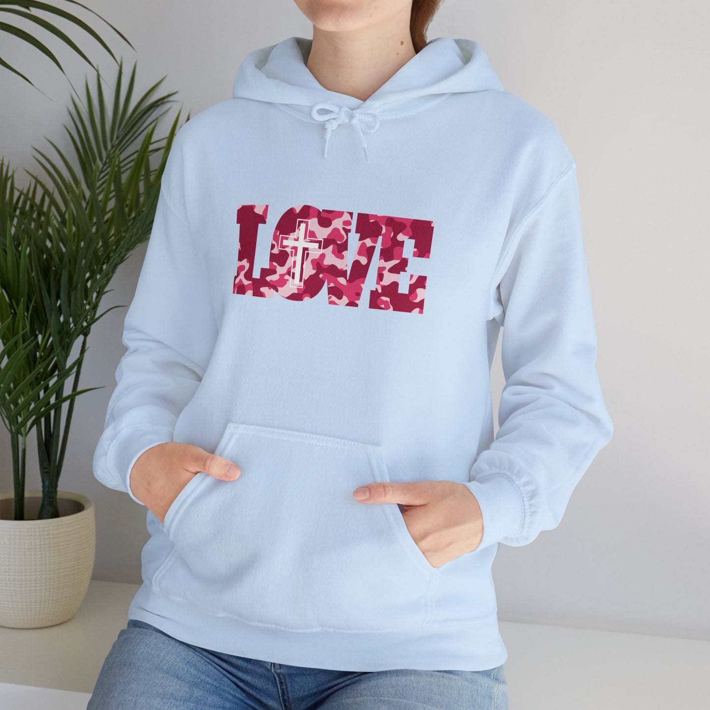 Love Christ Camouflage - Red Hooded Sweatshirt