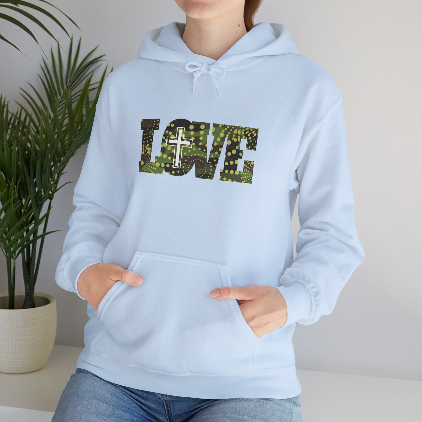 Love Christ Camouflage - Green Hooded Sweatshirt