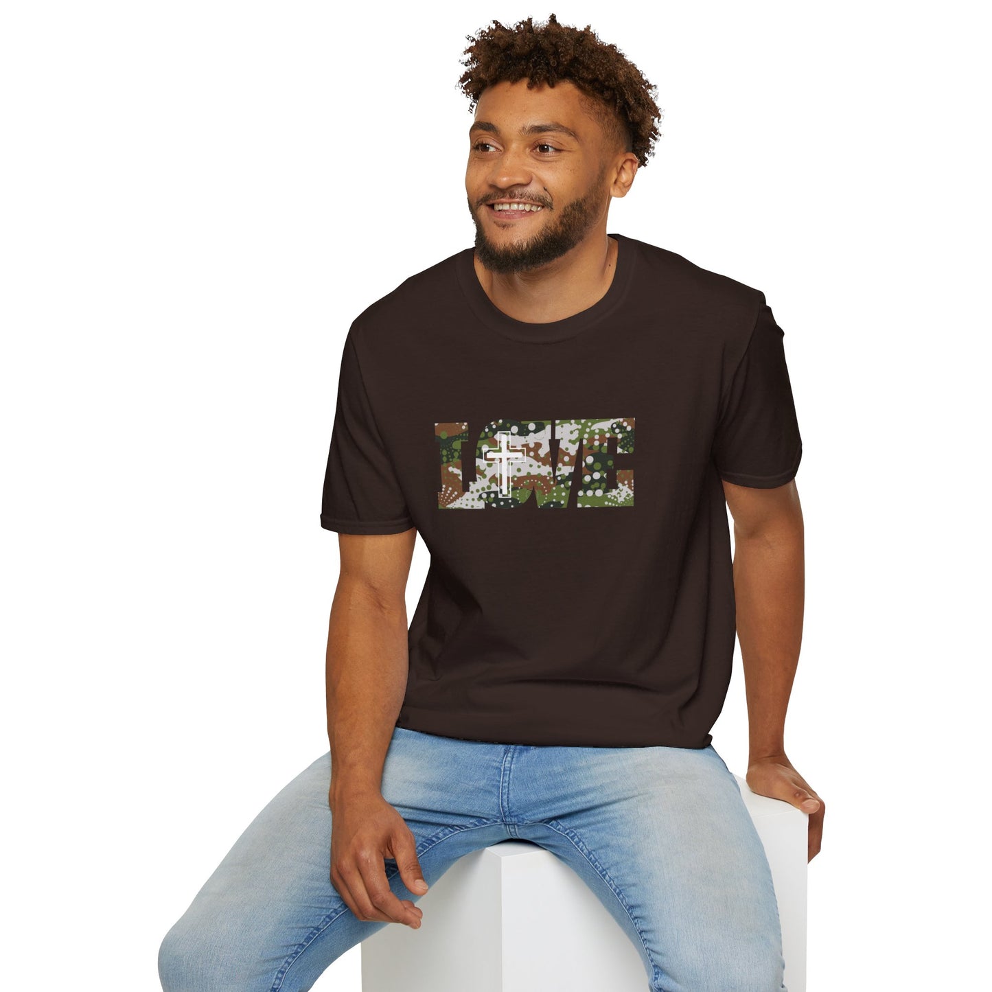 Love Christ Camouflage - Brown T Shirt