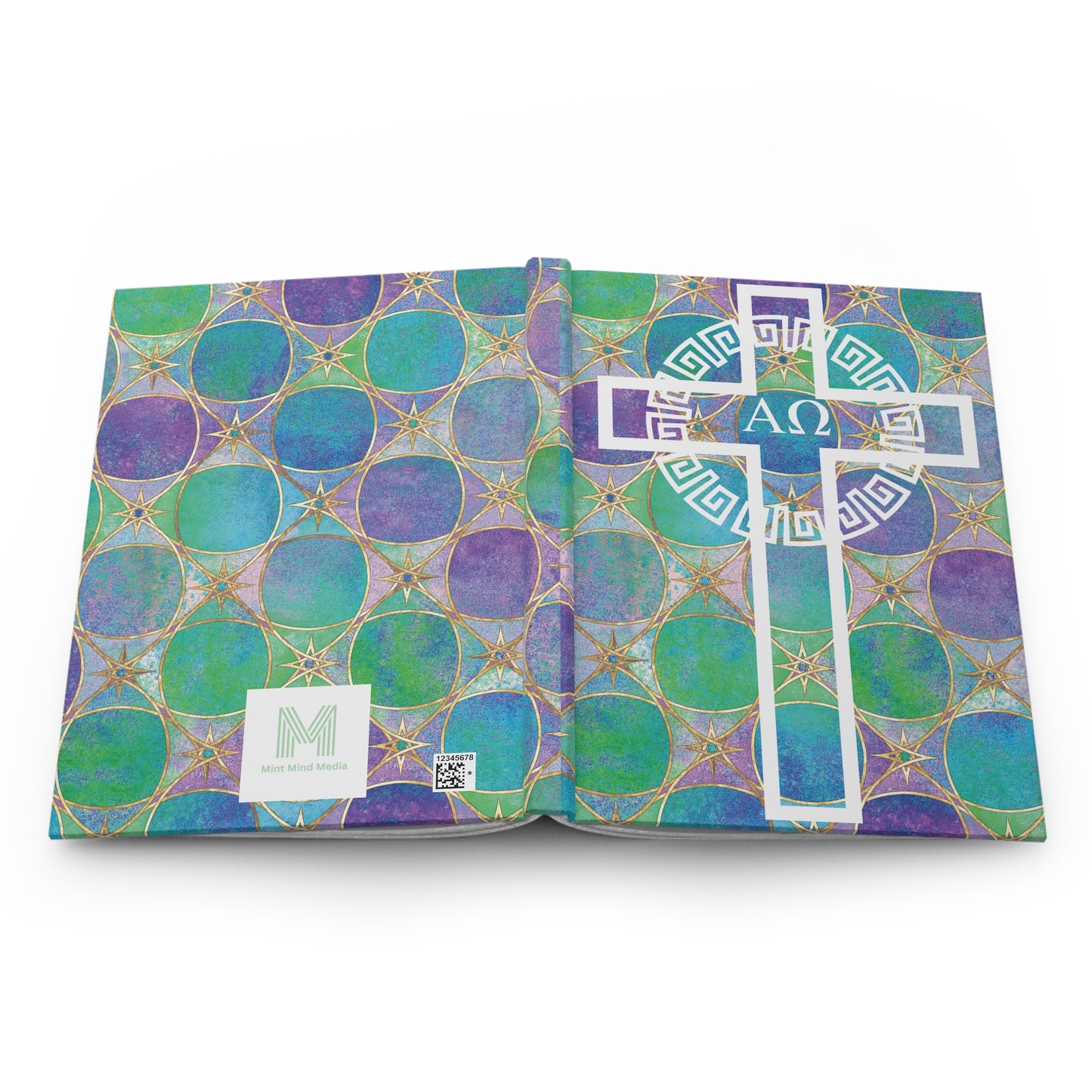 Christian Alpha and Omega Hardcover Journal Matte Green and Purple