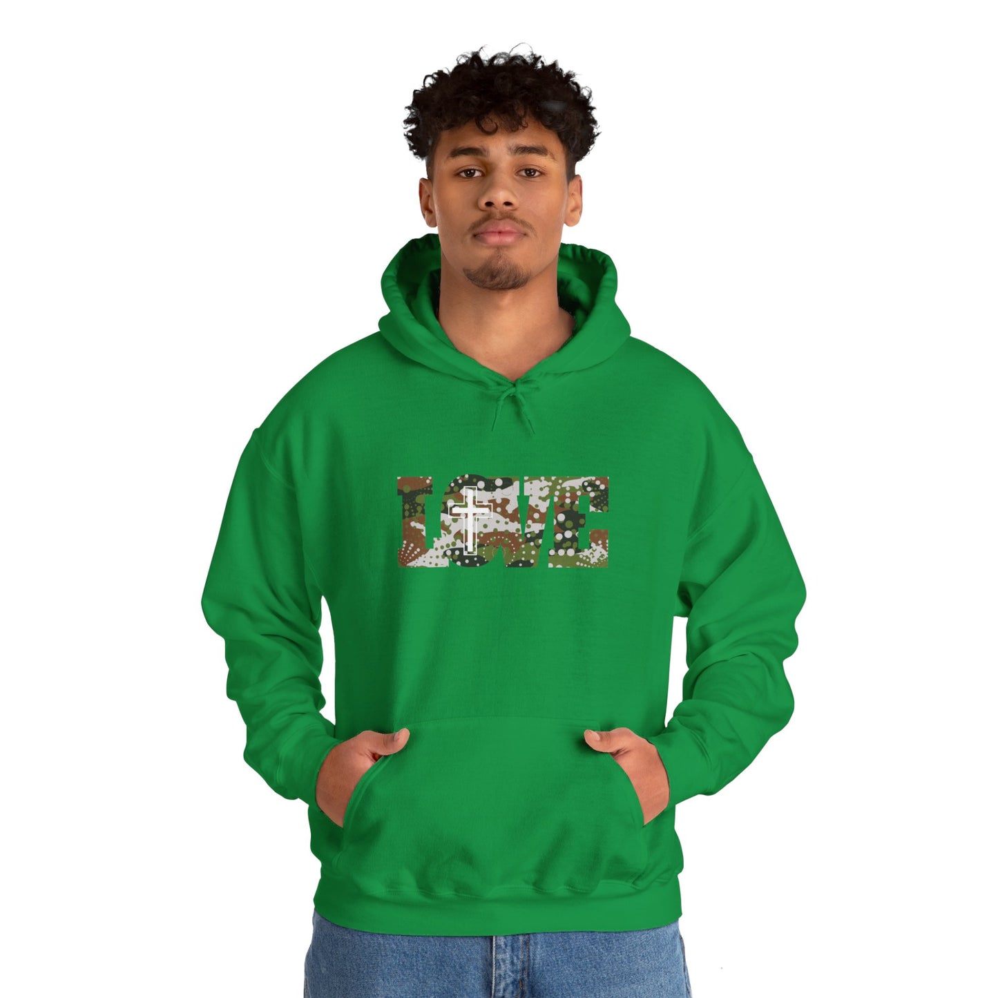 Love Christ Camouflage - Brown Hooded Sweatshirt