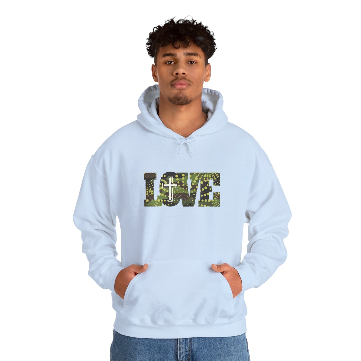 Love Christ Camouflage - Green Hooded Sweatshirt