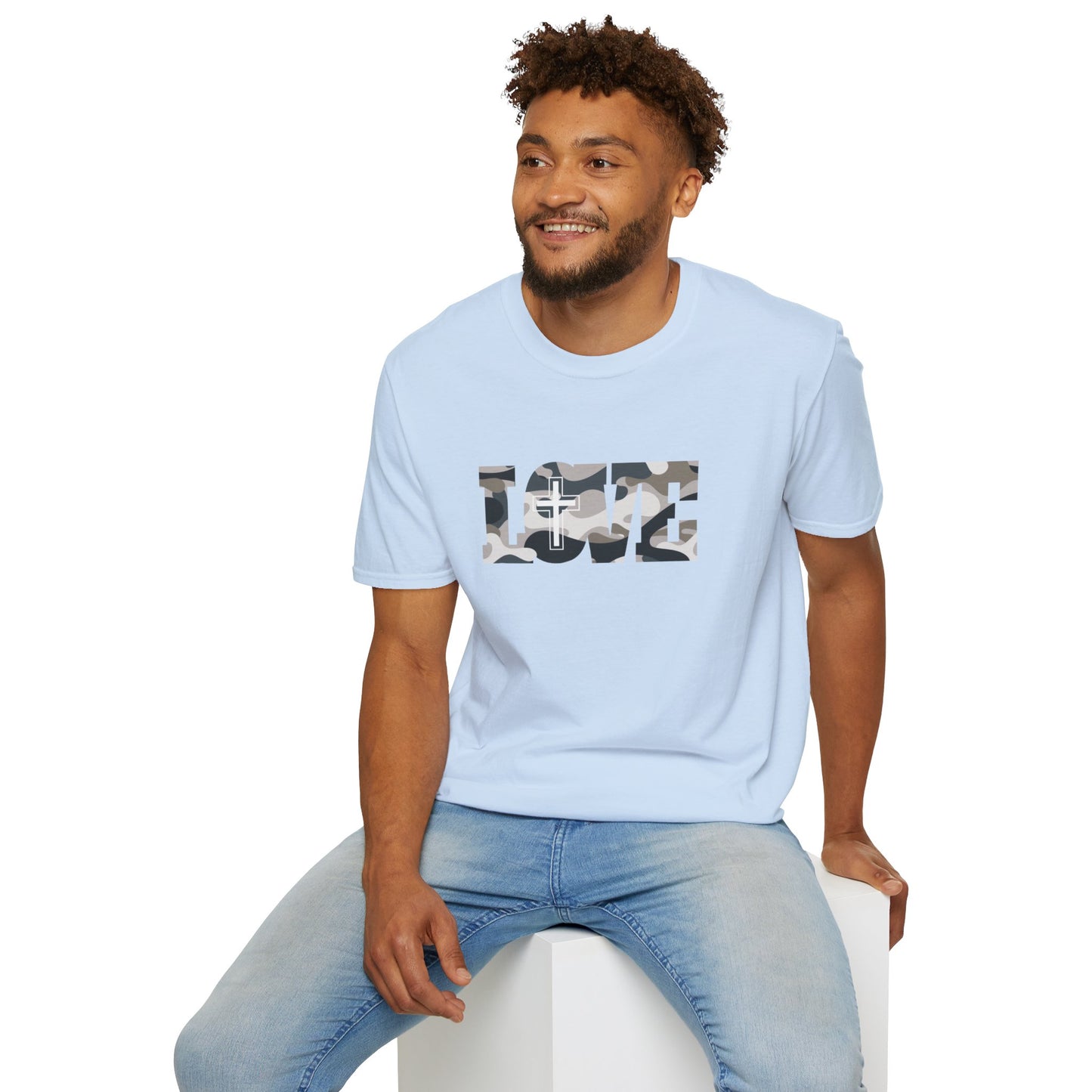 Love Christ Camouflage - Light Gray T Shirt