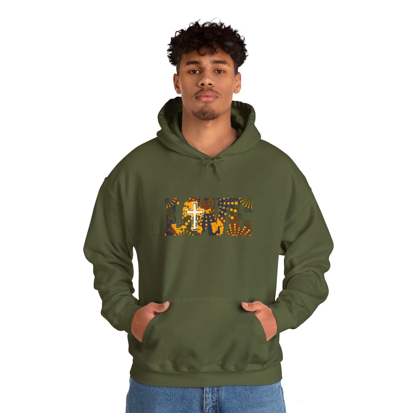 Love Christ Camouflage - Yellow Hooded Sweatshirt