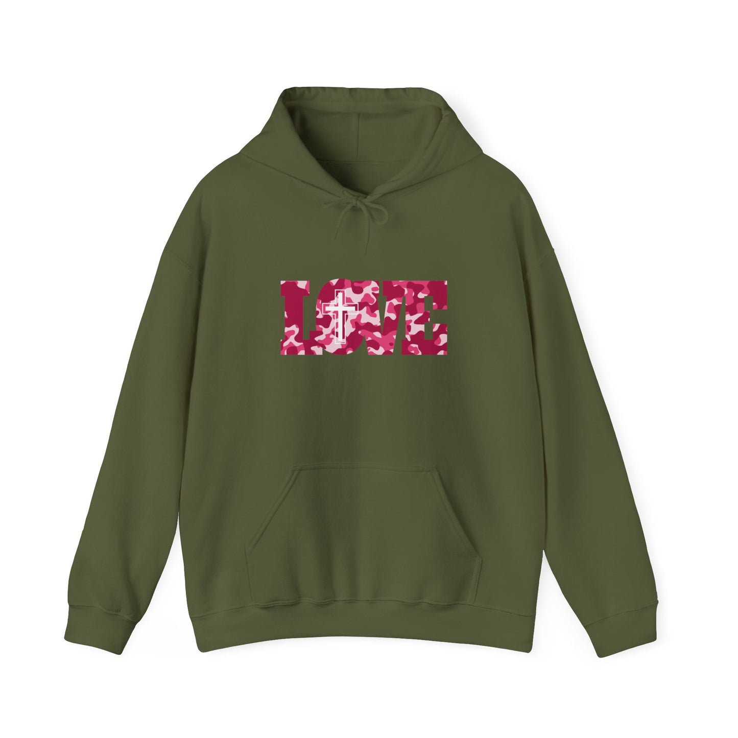 Love Christ Camouflage - Red Hooded Sweatshirt