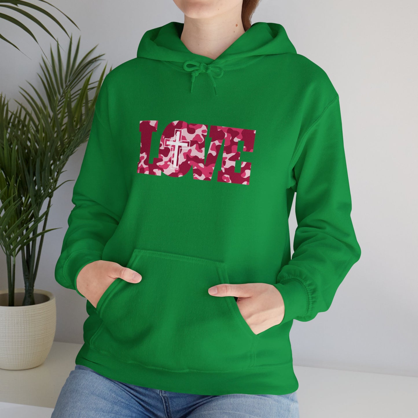 Love Christ Camouflage - Red Hooded Sweatshirt