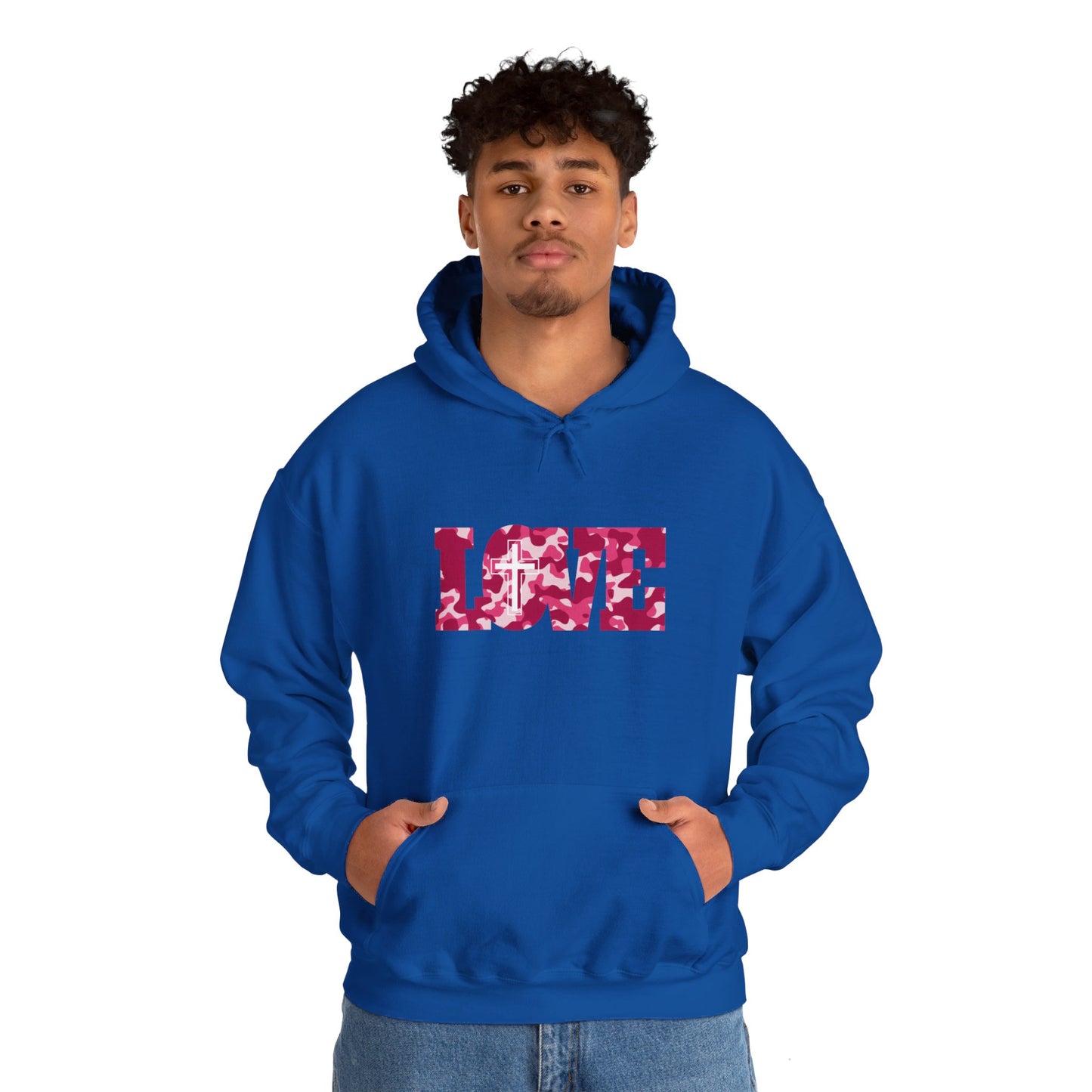 Love Christ Camouflage - Red Hooded Sweatshirt