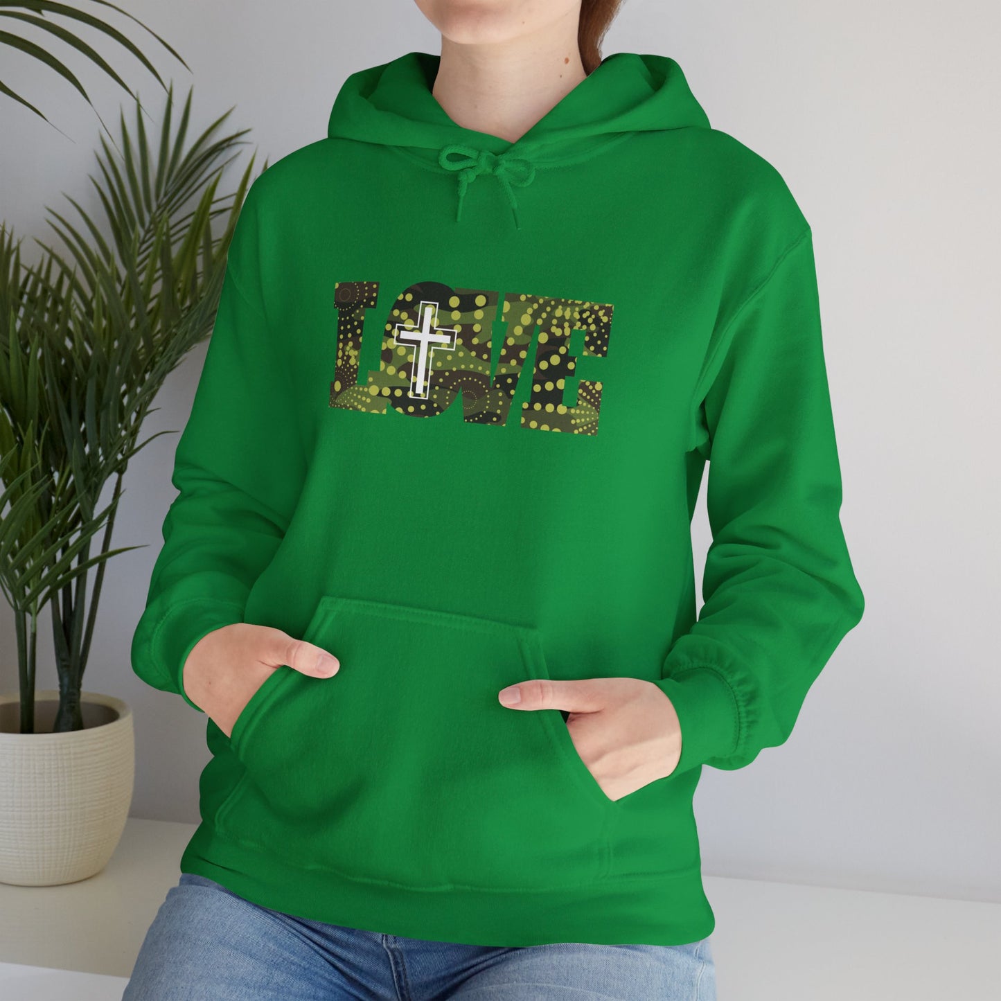 Love Christ Camouflage - Green Hooded Sweatshirt