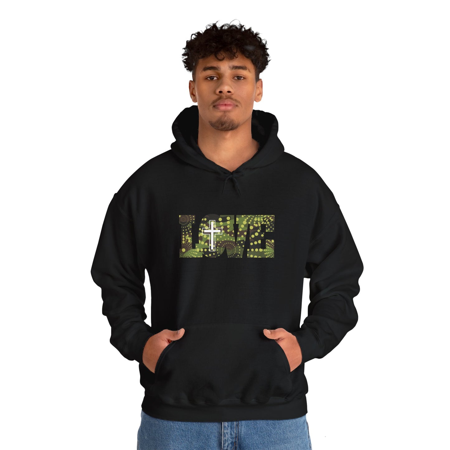 Love Christ Camouflage - Green Hooded Sweatshirt