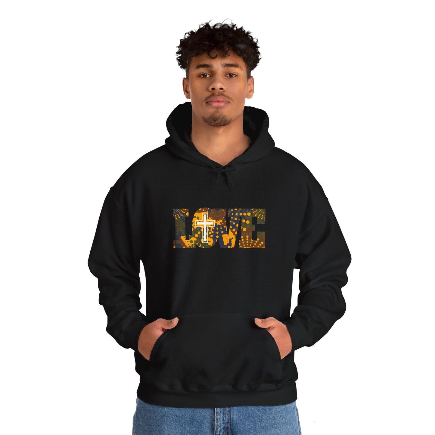 Love Christ Camouflage - Yellow Hooded Sweatshirt