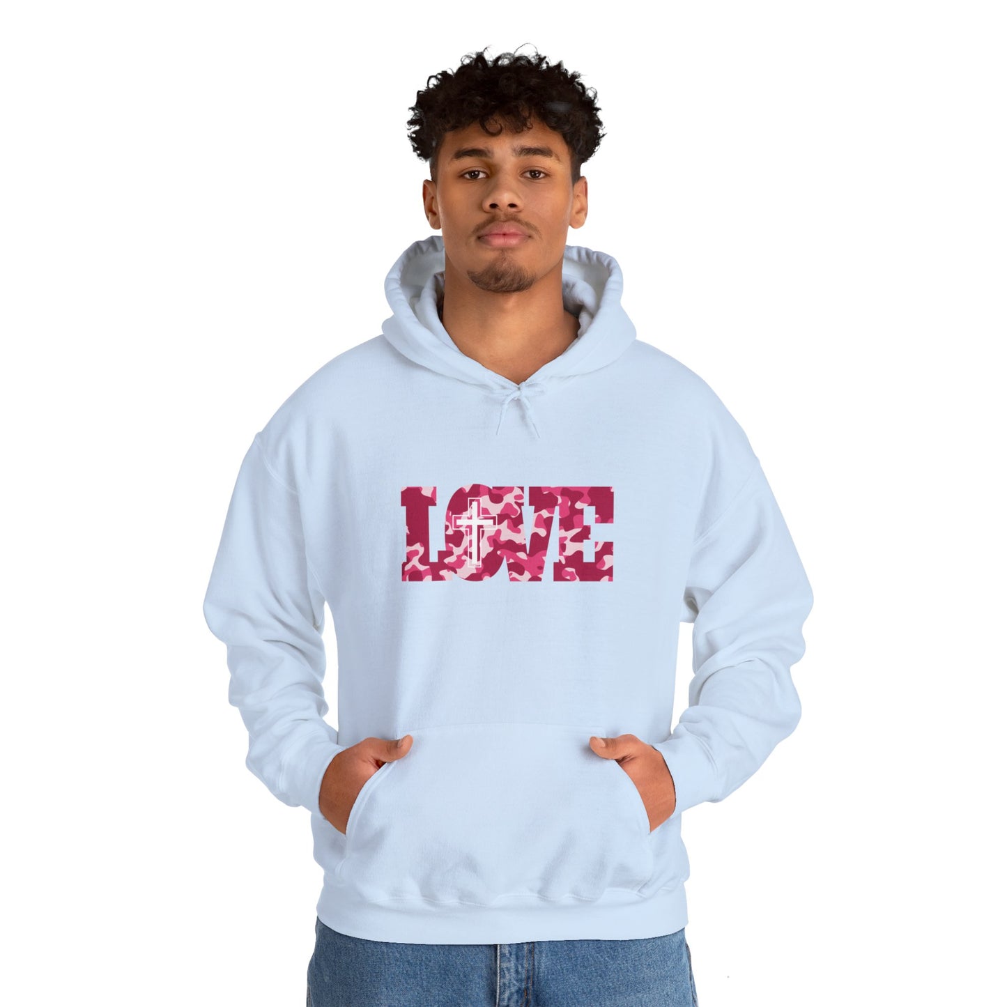 Love Christ Camouflage - Red Hooded Sweatshirt