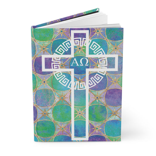 Christian Alpha and Omega Hardcover Journal Matte Green and Purple